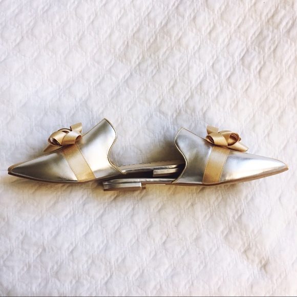 Katy Perry New Bow Gold Silver Slide Sandals 6.5 - Picture 4 of 6